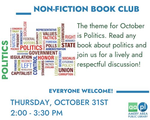 Nonfiction book club October meeting flyer