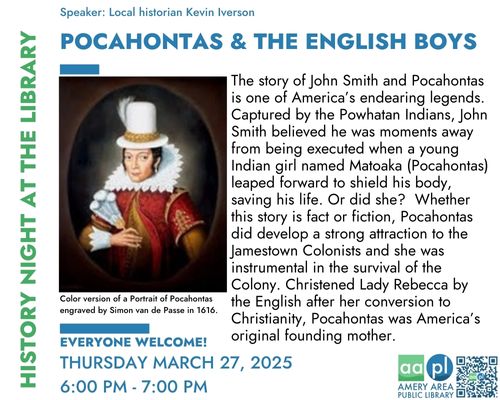 History Night at the Library: Pocahontas and The English Boys