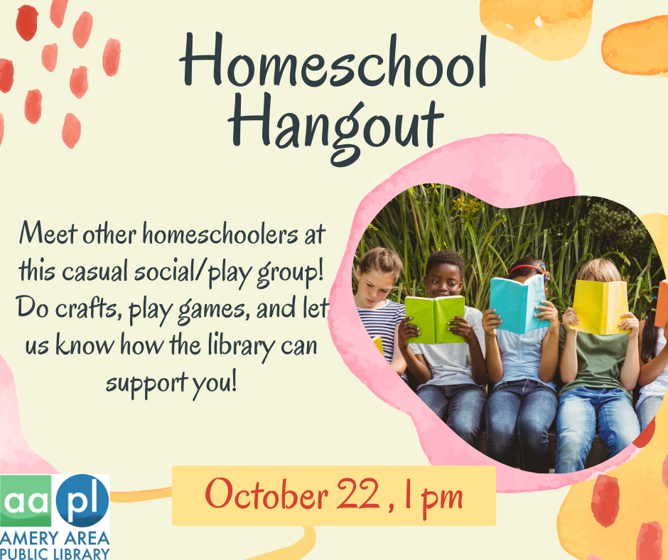 Meet other homeschoolers at this casual social/play group! Do crafts, play games, and let us know how the library can support you!